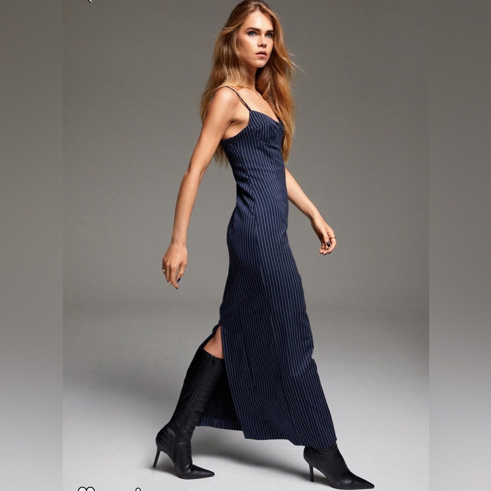 Nasty Gal Pinstripe Bustier Maxi Dress